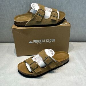 Project Cloud Venita Leather Sandals Womens Sz 7.5 Chestnut Brown Cork Footbed